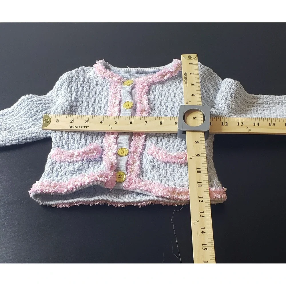 Angel's Face Baby Blue Pink Trim Knit Cardigan Skirt Set 3T 4T Easter Sunday‎